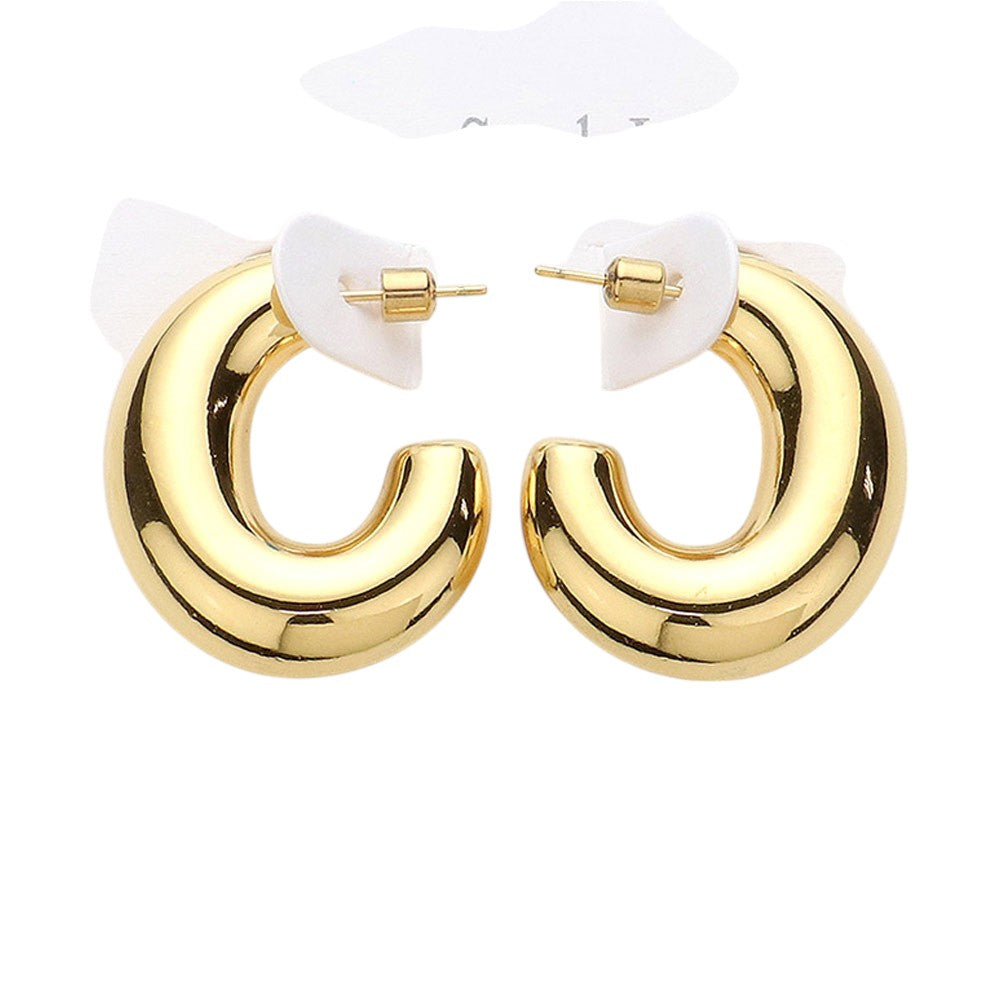 Chunky Stainless Steel Hoop Earrings - Assorted - Earrings