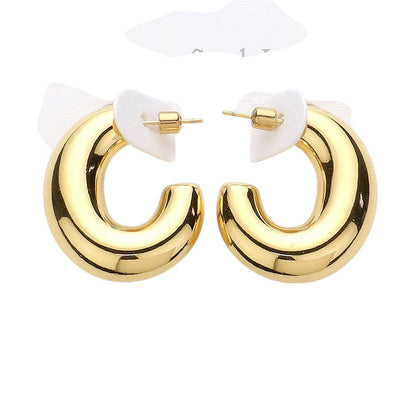 Chunky Stainless Steel Hoop Earrings - Assorted - Earrings