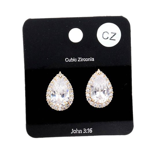 Gold Cubic Zirconia Teardrop Crystal Rhinestone Stud Earrings, bring sophistication, shine to your look. Crafted with a sparkling crystal rhinestone and a reflective teardrop silhouette, they're perfect for adding a touch of glamour to any special occasion ensemble. Excellent gift choice for special ones on any special day.