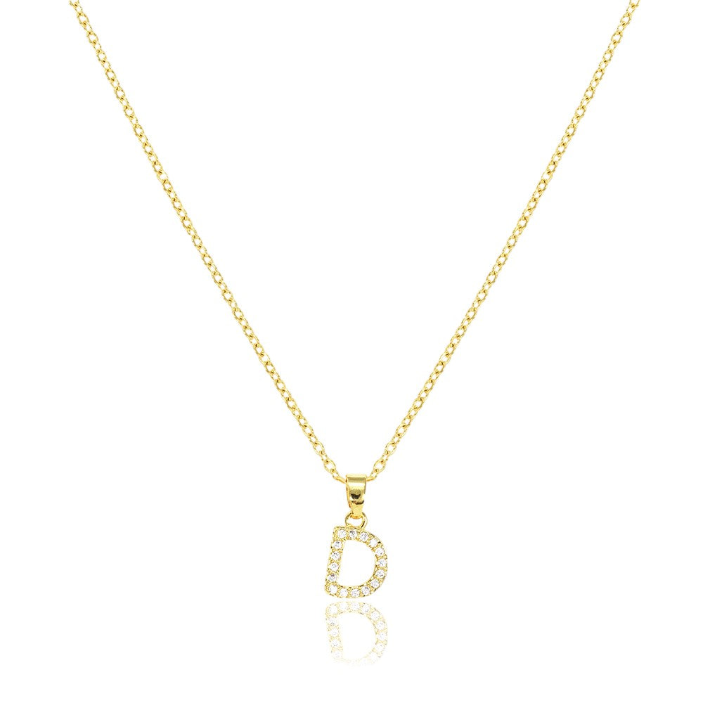 Gold D Stainless Steel CZ Stone Paved Monogram Pendant Necklace is a stunning addition to any jewelry collection. Crafted with high-quality stainless steel, this necklace features sparkling cubic zirconia stones and a personalized monogram pendant. Elevate your style with this timeless and elegant necklace.