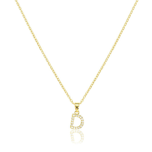 Gold D Stainless Steel CZ Stone Paved Monogram Pendant Necklace is a stunning addition to any jewelry collection. Crafted with high-quality stainless steel, this necklace features sparkling cubic zirconia stones and a personalized monogram pendant. Elevate your style with this timeless and elegant necklace.