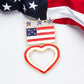 Enamel American USA Flag Open Heart Pin Brooch - Gold - Pin Brooch