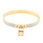 Gold FOREVER LOVE Metal Lock Charm Stainless Steel Evening Bracelet exudes elegance and sophistication. Made of durable stainless steel, it features a charming lock design that symbolises everlasting love. The perfect accessory for any evening event, this bracelet adds a touch of class to any outfit.