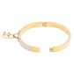 Gold FOREVER LOVE Metal Lock Charm Stainless Steel Evening Bracelet exudes elegance and sophistication. Made of durable stainless steel, it features a charming lock design that symbolises everlasting love. The perfect accessory for any evening event, this bracelet adds a touch of class to any outfit.