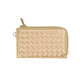 Faux Leather Basket Weave Flat Card Holder Wallet with Wristlet - Gold - Wallets