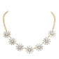 Gold-Glass Stone Embellished Flower Cluster Link Necklace, Add a touch of elegance to your look with this necklace. The necklace features a cluster of stunning glass stones in the shape of a delicate flower, giving it a charming and feminine appeal. Perfect for both casual and formal occasions, perfect gift choice.