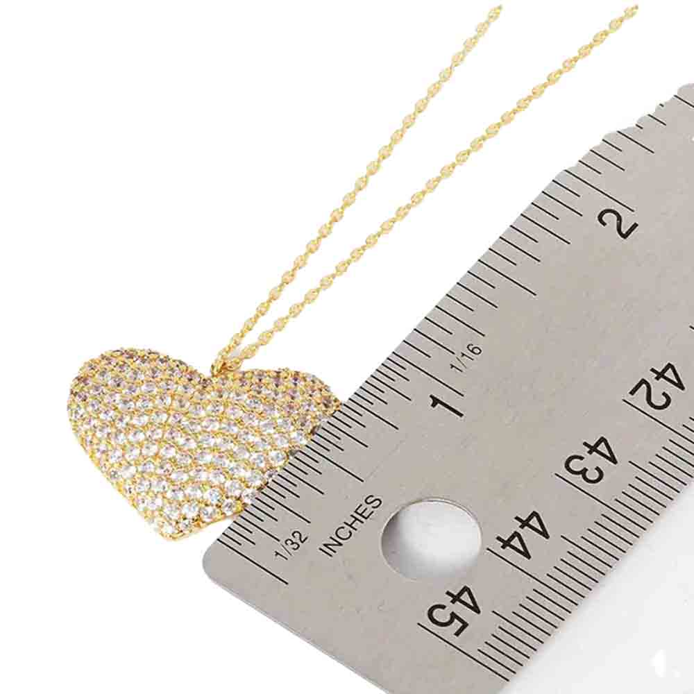 Gold Dipped CZ Embellished Metal Heart Pendant Necklace. Beautifully crafted design adds a gorgeous glow to any outfit. Jewelry that fits your lifestyle! Perfect Birthday Gift, Anniversary Gift, Mother's Day Gift, Anniversary Gift, Graduation Gift, Prom Jewelry, Just Because Gift, Thank you Gift.