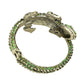 Gold Green Crystal Rhinestone Crocodile Alligator Hinged Cuff Bracelet is a dazzling accessory that adds a touch of glamour to any outfit. Its intricate design and sparkling rhinestones make it a standout piece, while its hinged cuff allows for a comfortable and secure fit. Elevate your style with this stunning bracelet.