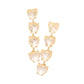 Gold Heart Stone Link Dangle Evening Earrings are the perfect addition to your evening ensemble. The beautiful heart-shaped stones and elegant link design exude sophistication and charm. Elevate your outfit and make a statement with these stylish earrings.