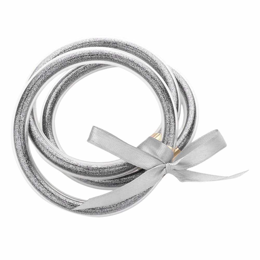 Gold Hematite 3PCS Glitter Jelly Tube Bangle Bracelet, Introduce some sparkle to your accessory collection with our bracelet set. Made with high-quality materials, these bracelets are both durable and eye-catching. This stunning bracelet set is the perfect winter gift, adding a touch of sparkle to your loved ones accessories!