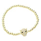 Gold Leopard CZ Stone Paved Leopard Panther Stainless Steel Ball Stretch Bracelet exudes elegance and strength. With its stainless steel material and CZ stone detailing, this bracelet is both durable and eye-catching. The leopard panther design adds a touch of fierce style to any outfit.