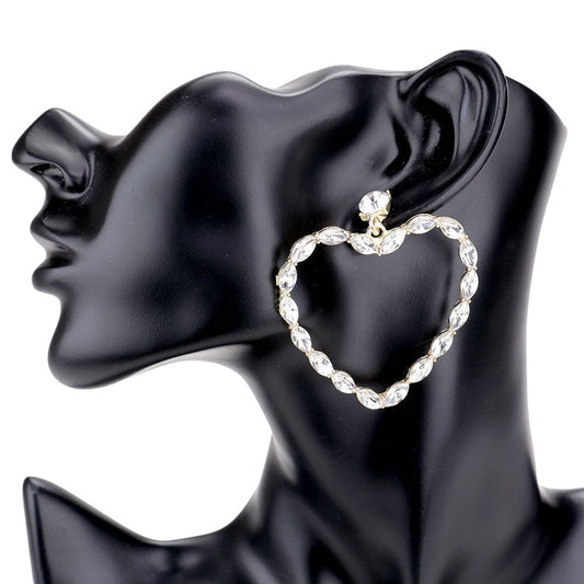 Marquise Stone Open Heart Earrings. Look like the ultimate fashionista with these Bracelets! Add something special to your outfit this Valentine! It will be your new favorite accessory. Perfect Birthday Gift, Mother's Day Gift, Anniversary Gift, Graduation Gift, Prom Jewelry, Valentine's Day Gift, Thank you Gift.