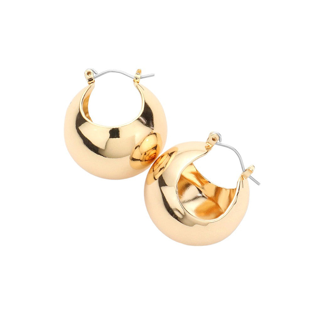 Gold Metal Hoop Pin Catch Earrings, these stylish metal hoop earrings feature a secure pin catch closure, the perfect combination of convenience and fashion. Crafted with a lightweight design, they'll dangle elegantly on your ears without weighing you down. Perfect gift item for friends and family members.