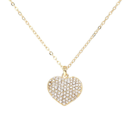 Pave heart pendant necklace - Gold - Necklaces
