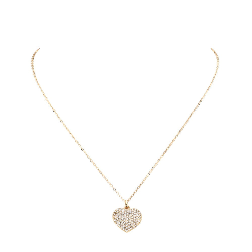 Pave heart pendant necklace - Necklaces
