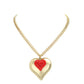 Crystal pave chunky heart pendant necklace - Gold Red - Necklaces