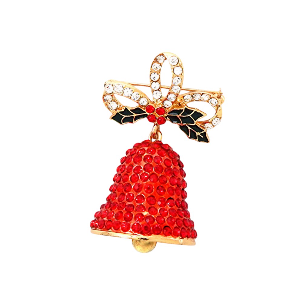 Stone Paved Christmas Bell Pin Brooch