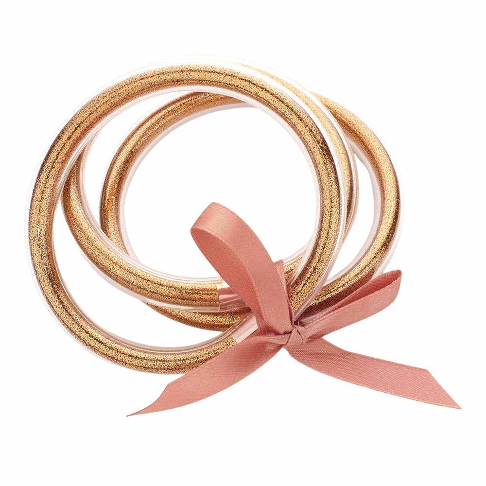Gold Rose Gold 3PCS Glitter Jelly Tube Bangle Bracelet, Introduce some sparkle to your accessory collection with our bracelet set. Made with high-quality materials, these bracelets are both durable and eye-catching. This stunning bracelet set is the perfect winter gift, adding a touch of sparkle to your loved ones accessories!
