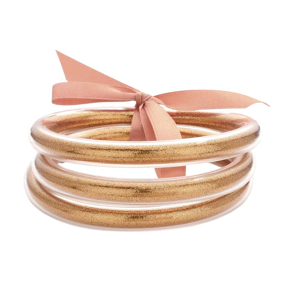 Gold Rose Gold 3PCS Glitter Jelly Tube Bangle Bracelet, Introduce some sparkle to your accessory collection with our bracelet set. Made with high-quality materials, these bracelets are both durable and eye-catching. This stunning bracelet set is the perfect winter gift, adding a touch of sparkle to your loved ones accessories!