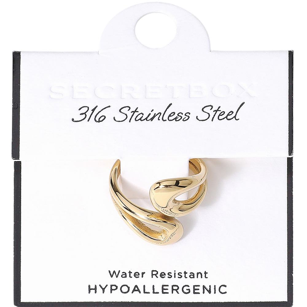 Gold SECRET BOX Hypoallergenic Stainless Steel Teardrop Ring is the perfect accessory for sensitive skin. Made from high-quality stainless steel, it is hypoallergenic and gentle on the skin. The elegant teardrop design adds a touch of sophistication to any outfit, making it a versatile and practical choice.