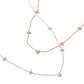 Gold SECRET BOX Stainless Steel Stone Starburst Station Necklace is a stunning piece of jewelry that will elevate any outfit. Made with high-quality stainless steel, it is durable and long-lasting. The unique starburst design with sparkling stones adds a touch of elegance and sophistication. Perfect for any occasion. 