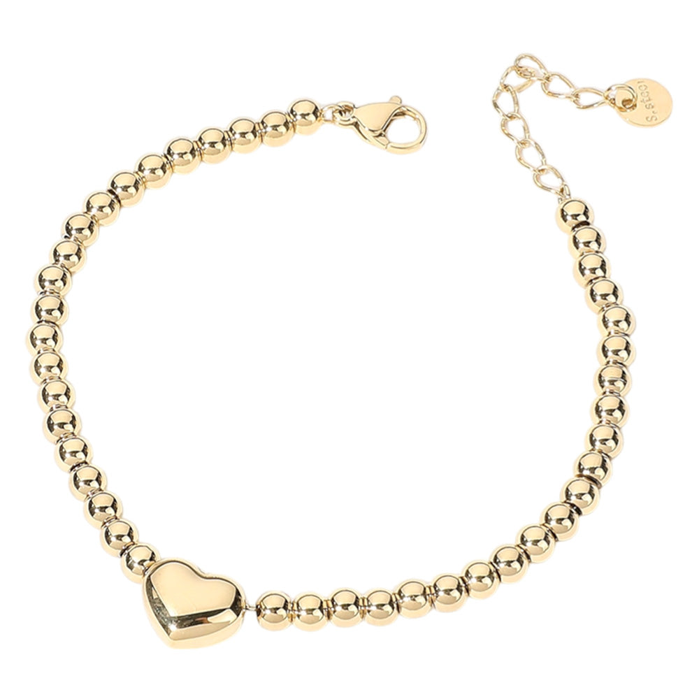 Gold SECRET BOX_Stainless Steel Heart Pointed Ball Beaded Bracelet is handcrafted with durable stainless steel and features a heart-shaped charm and pointed ball beads. The perfect accessory for any outfit, this bracelet is sure to add a touch of elegance and style.