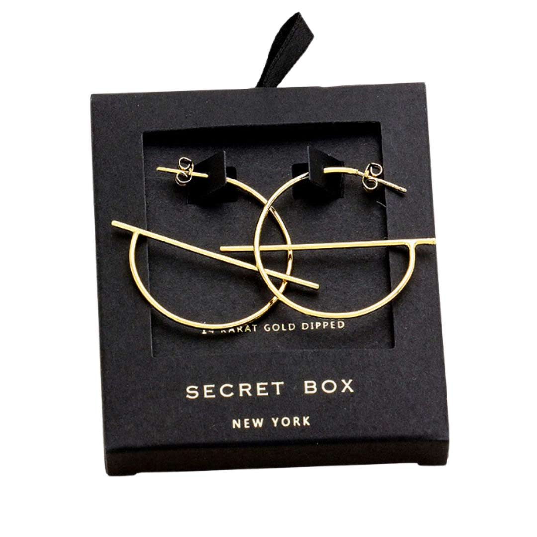 Gold Secret Box Sterling Silver Dipped Geometric Hoop Earrings, are fun handcrafted jewelry that fits your lifestyle, adding a pop of pretty color. Enhance your attire with these vibrant artisanal earrings to show off your fun trendsetting style. Great gift idea for your Wife, Mom, your Loving one, or any family member.