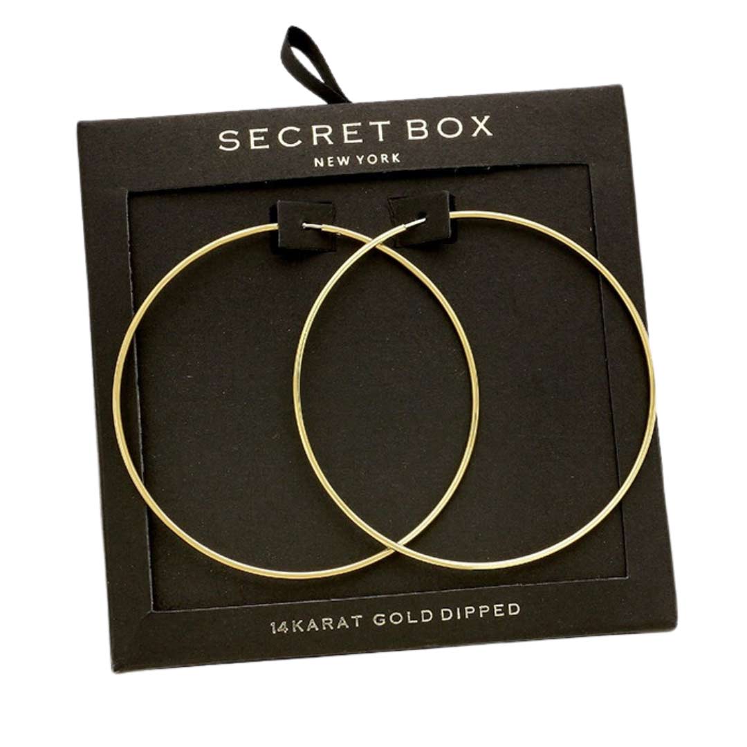 Gold Secret Box Sterling Silver Dipped Metal Hoop Earrings, Enhance your attire with these vibrant artisanal earrings to show off your fun trendsetting style. Great gift idea for your Wife, Mom, your Loving one, or any family member. Highlight your appearance, and grasp everyone's eye at any party.
