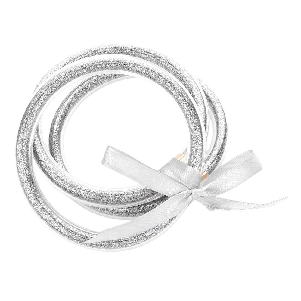 Gold Silver 3PCS Glitter Jelly Tube Bangle Bracelet, Introduce some sparkle to your accessory collection with our bracelet set. Made with high-quality materials, these bracelets are both durable and eye-catching. This stunning bracelet set is the perfect winter gift, adding a touch of sparkle to your loved ones accessories!
