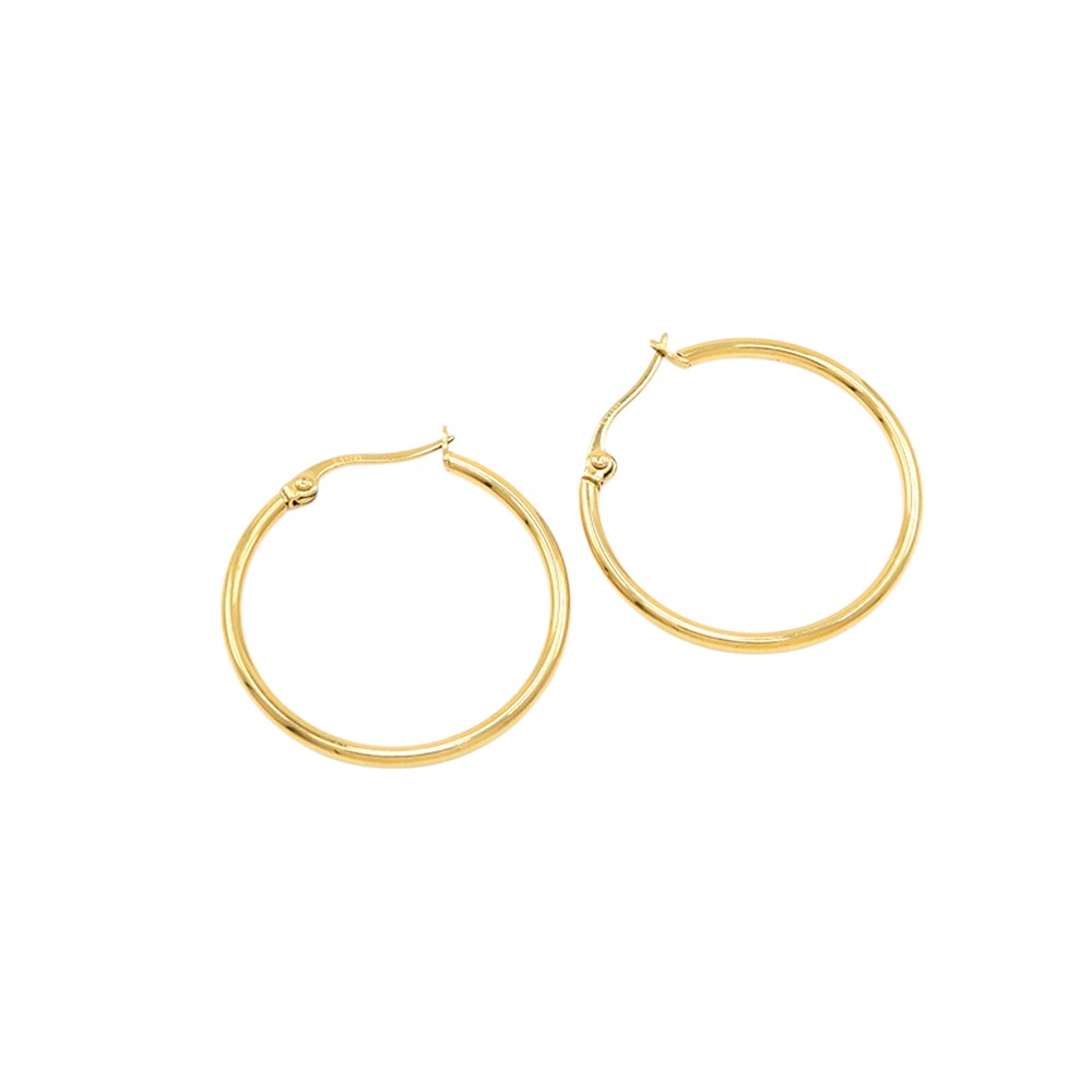 Gold Stainless Steel 1.2 Inch Metal Hoop Pin Catch Earrings are a durable and stylish choice for any jewelry lover. Made from high-quality stainless steel, these earrings are hypoallergenic and resistant to tarnishing. The 1.2 inch size is the perfect balance of subtlety and statement, making these earrings a versatile addition to any outfit.