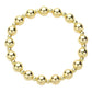 Gold Stainless steel ball beaded stretch bracelet offers durability and style. Crafted with high-quality materials, it provides a sleek and modern look with its ball-beaded design. Its stretchy fit makes it comfortable for everyday wear, making it a versatile addition to any jewelry collection.