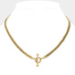 Gold Stainless Steel Chain Toggle Necklace is crafted from strong and durable stainless steel. The toggle clasp adds a touch of sophistication and security, making it a perfect accessory for any occasion. Its high-quality material ensures long-lasting wear, making it a great investment for your jewelry collection.
