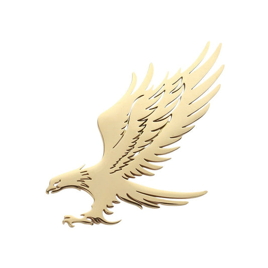 Gold Stainless Steel Cutout Eagle Pin Brooch features a sleek and durable design. Crafted from high-quality stainless steel, it offers an elegant and long-lasting accessory for any outfit. The cutout eagle design adds a touch of sophistication and showcases your passion for nature and wildlife. Elevate your style with this versatile and statement-making piece.