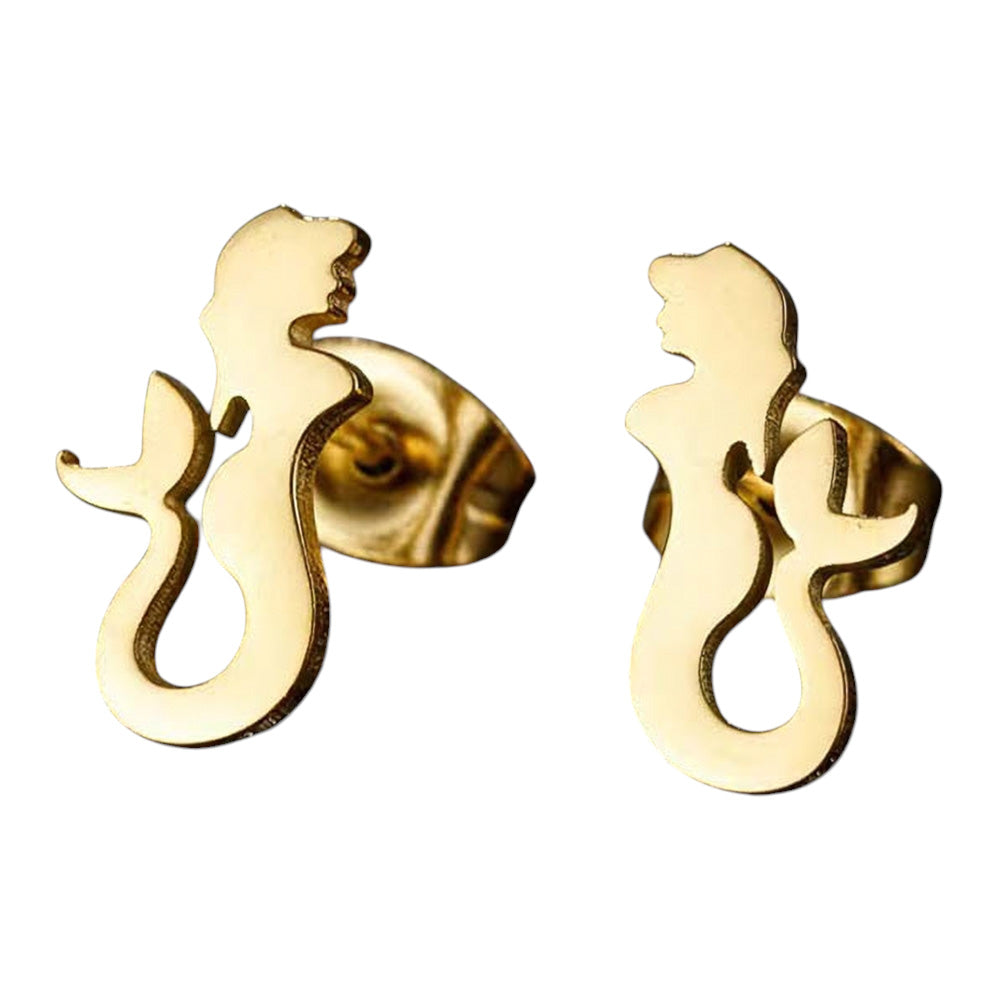 Stainless Steel Mermaid Stud Earrings