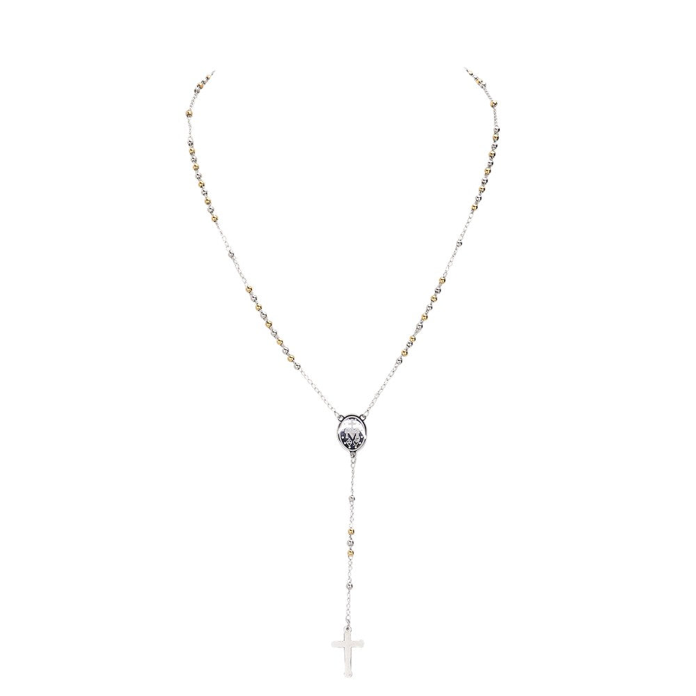 Gold Stainless Steel Rosaries Necklace is a durable and elegant piece of religious jewelry. Made with high-quality stainless steel, it is resistant to tarnishing and maintains its shine. Perfect for daily wear or special occasions, it is a beautiful way to display your faith.