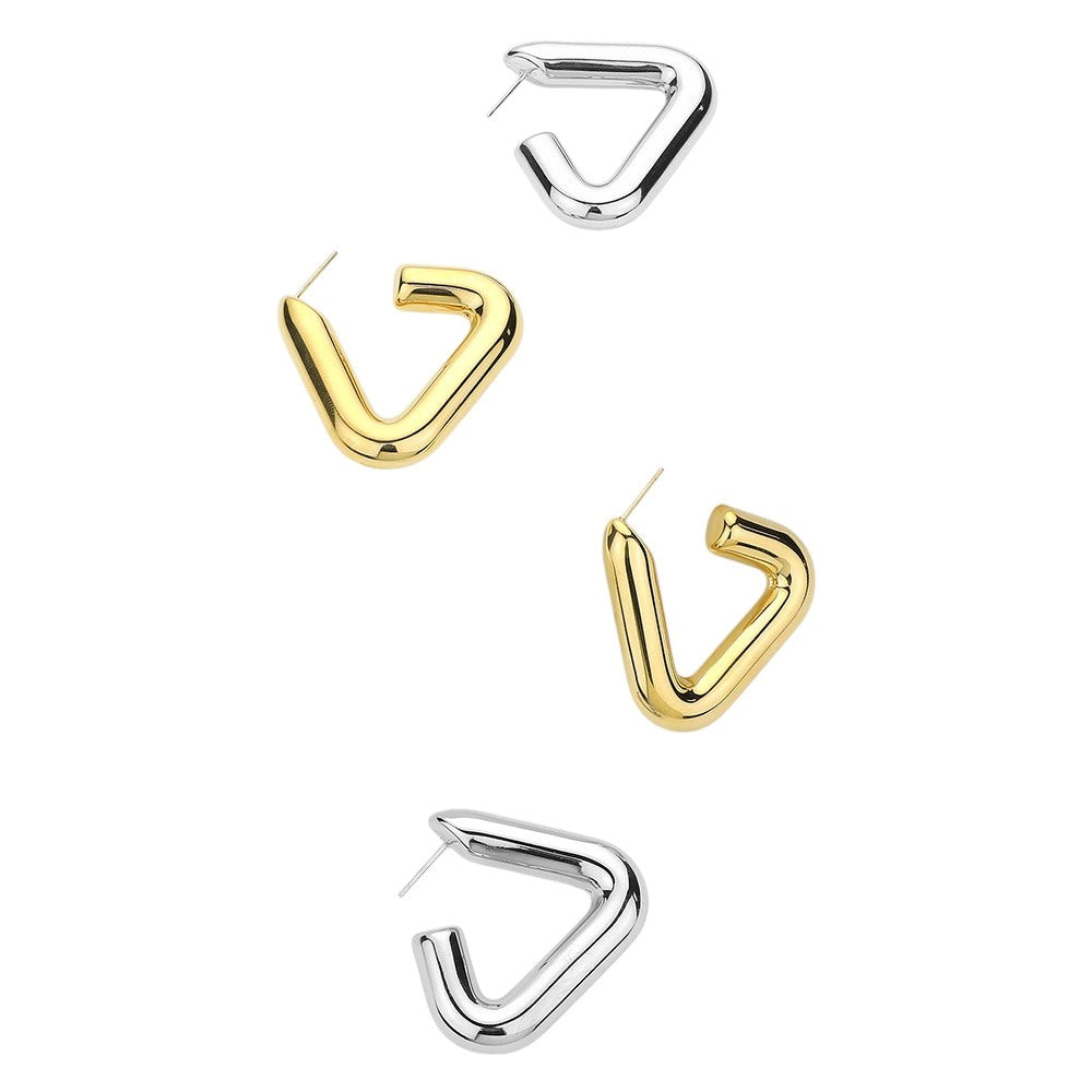 Gold Stainless Steel Triangle Hoop Earrings are the perfect mix of modern and timeless. Made with high-quality stainless steel, these earrings are durable and resistant to tarnishing. The unique triangle design adds a chic touch to any outfit, making them a must-have addition to your jewelry collection.