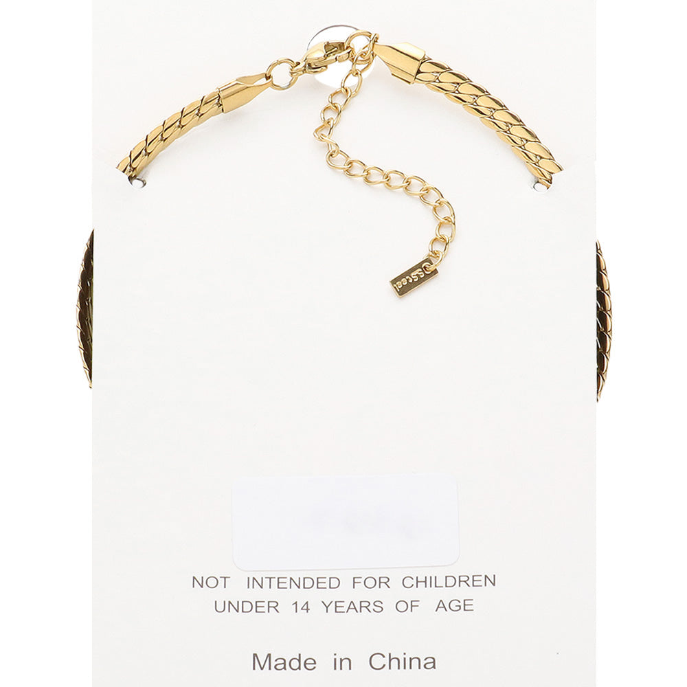 Gold Stainless steel wheat link chain anklet is both stylish and durable. Made from high-quality stainless steel, it is resistant to tarnishing and is suitable for daily wear. Its unique wheat link design adds an elegant touch to any outfit. Upgrade your style with this versatile and long-lasting anklet.