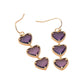 Gold Tanzanite Sapphire Triple Heart Stone Cluster Link Dropdown Dangle Earrings are a stunning addition to any outfit. Made with three delicate heart-shaped stones, these earrings exude elegance and femininity. The unique link and dropdown design adds a touch of modern sophistication. Perfect for any occasion and a must-have for any jewelry collection.