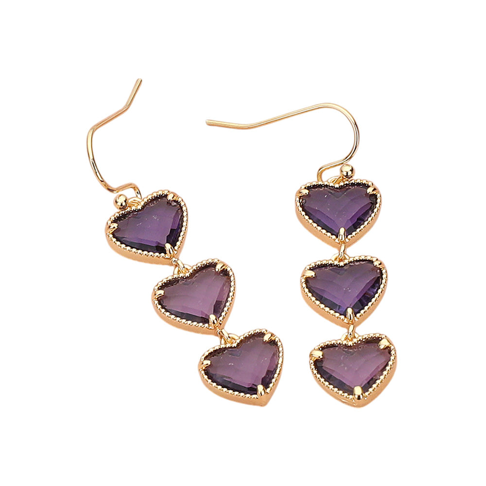 Gold Tanzanite Sapphire Triple Heart Stone Cluster Link Dropdown Dangle Earrings are a stunning addition to any outfit. Made with three delicate heart-shaped stones, these earrings exude elegance and femininity. The unique link and dropdown design adds a touch of modern sophistication. Perfect for any occasion and a must-have for any jewelry collection.