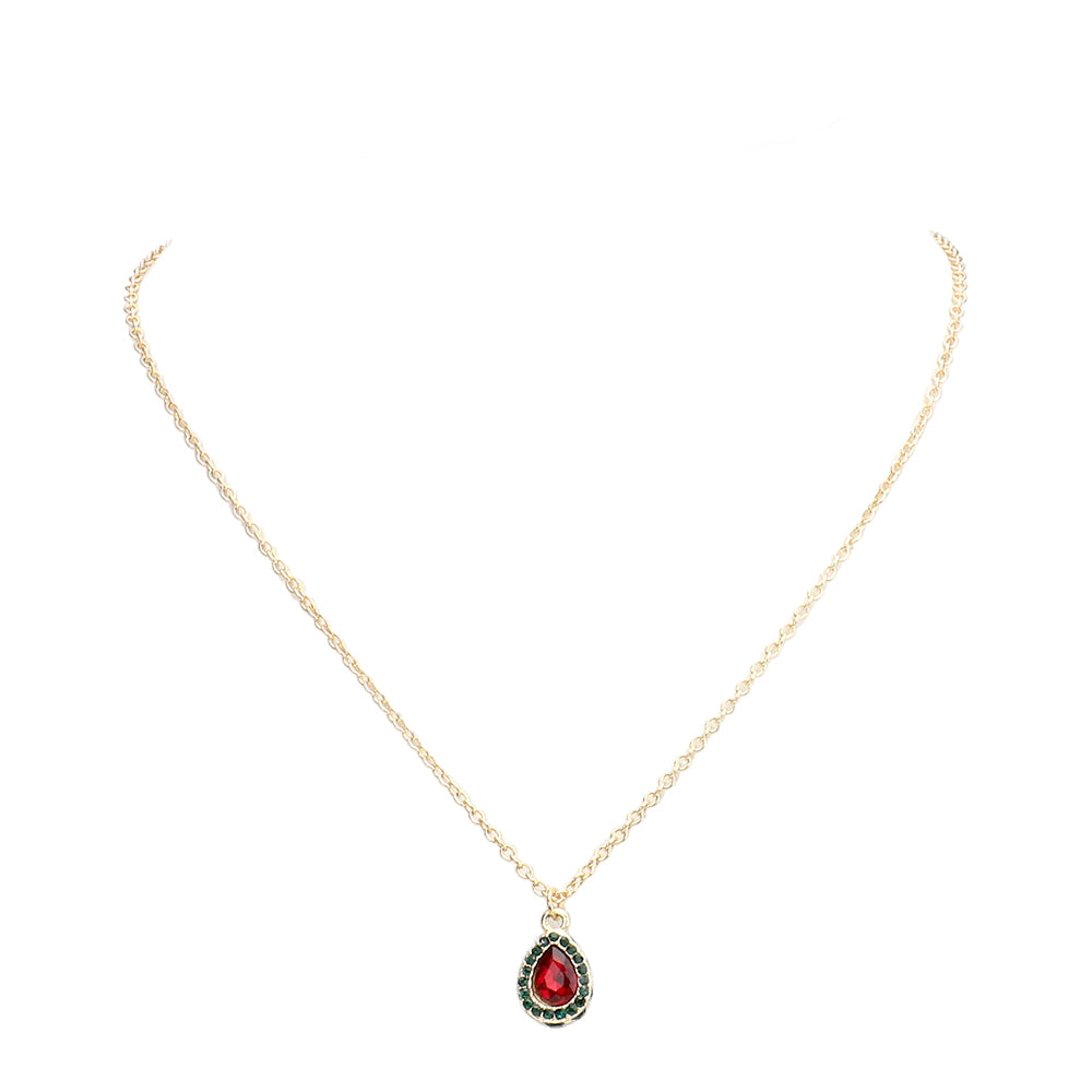 Gold Teardrop Stone Pendant Necklace, is beautifully designed with a Christmas theme that will make a glowing touch on everyone. Fabulous fashion and sleek style add a pop of pretty color to your attire. Perfect gift accessory for especially Christmas to your friends, family, and the persons you love and care about.