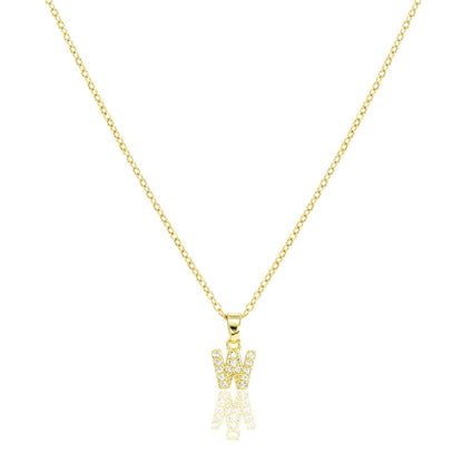 Gold W Stainless Steel CZ Stone Paved Monogram Pendant Necklace is a stylish and elegant accessory made from high-quality stainless steel. Its intricate design features pave-set cubic zirconia stones, adding a touch of sparkle to any outfit. Perfect for monogram lovers and those who appreciate fine craftsmanship.