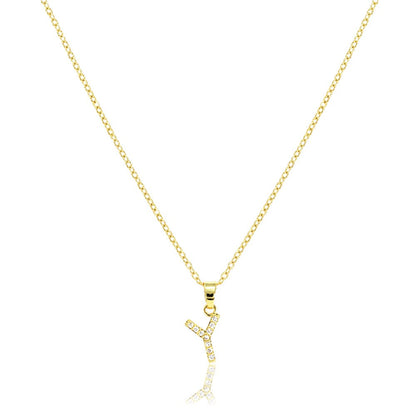 Gold Y-Stainless Steel CZ Stone Paved Monogram Pendant Necklace is made from high-quality stainless steel and features stunning CZ stones. The intricate monogram design adds a personal touch, making it a perfect accessory or gift. The durable material and sparkling stones ensure a long-lasting shine and style.
