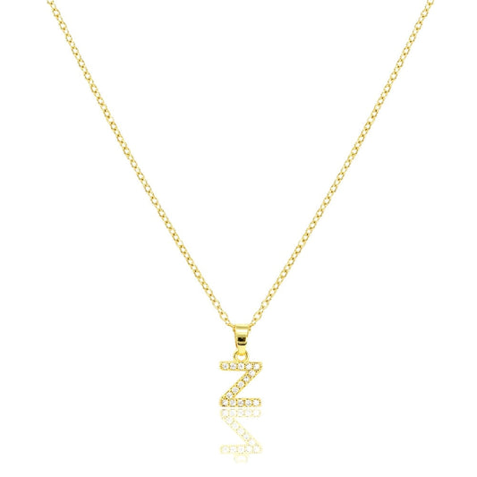 Gold Z Stainless Steel CZ Stone Paved Monogram Pendant Necklace is the perfect addition to any jewelry collection. The pendant features a beautifully crafted monogram design with sparkling CZ stones, adding a touch of elegance to any outfit. Made with high-quality stainless steel, this necklace is durable and long-lasting. Upgrade your style with this stunning pendant necklace