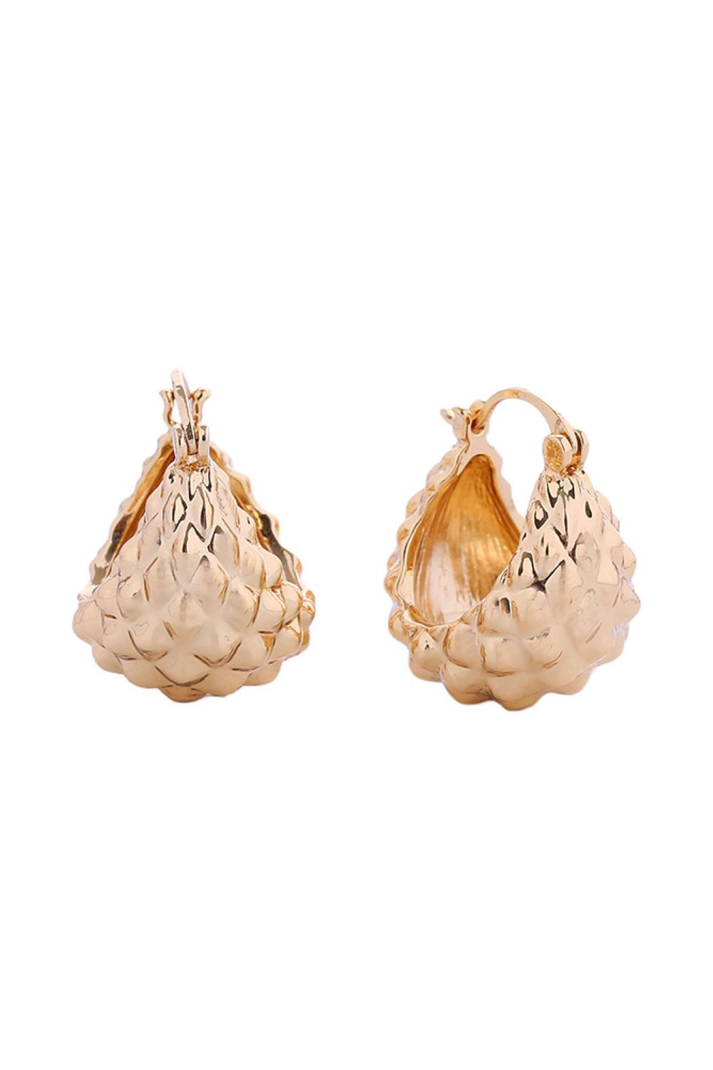 Gold Delicate triple hoop post earrings crafted in brass with 14K gold and white gold dipping. These petite 2cm earrings feature a hypoallergenic design, making them perfect for sensitive ears. Lead and nickel compliant for safe, everyday wear. Expertly made in Korea, these versatile studs add understated elegance to any look.