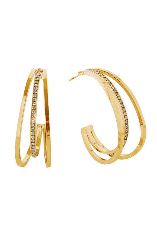 Gold Elevate your everyday look with these stunning 14K Gold/White Gold Dipped Criss Cross Hoop Earrings. Crafted from hypoallergenic brass, they're gentle on sensitive skin while delivering luxurious style. The intricate criss-cross design adds dimension and movement, perfect for both casual and dressed-up occasions. With a comfortable 4.2cm diameter, these earrings offer the ideal balance of presence and wearability. 