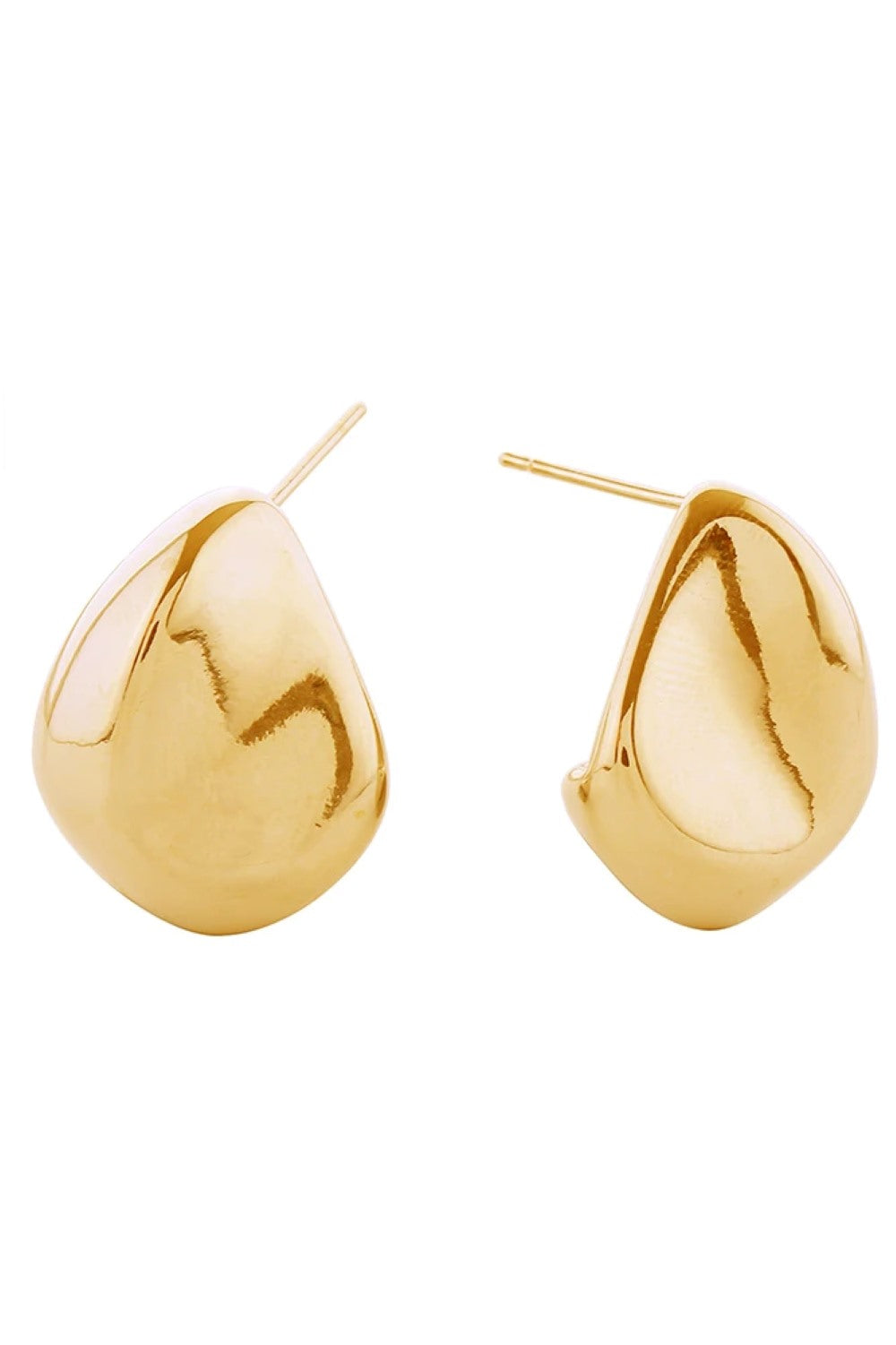 Gold Elevate your everyday look with these 14K Crumple Dome Post Earrings. Featuring a textured, dimensional dome design with a modern crumpled finish, these earrings add subtle sophistication to any outfit. Crafted from hypoallergenic brass, they're gentle on sensitive skin and perfect for all-day wear. Each earring measures 2.2cm in diameter, offering a noticeable yet balanced presence.