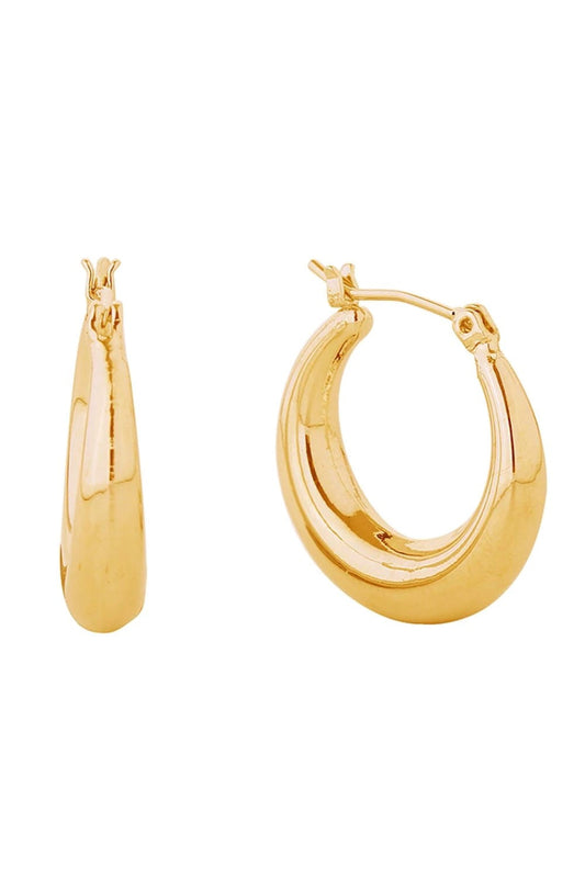 Gold Elevate your everyday style with these timeless 14K Gold/White Gold dipped hoop earrings. Crafted from hypoallergenic brass and made in Korea, they're designed for sensitive skin and all-day comfort. The perfect 2.3cm diameter makes them versatile enough for any occasion from casual outings to professional settings. Lead and nickel compliant, these pincatch earrings combine durability with elegance.