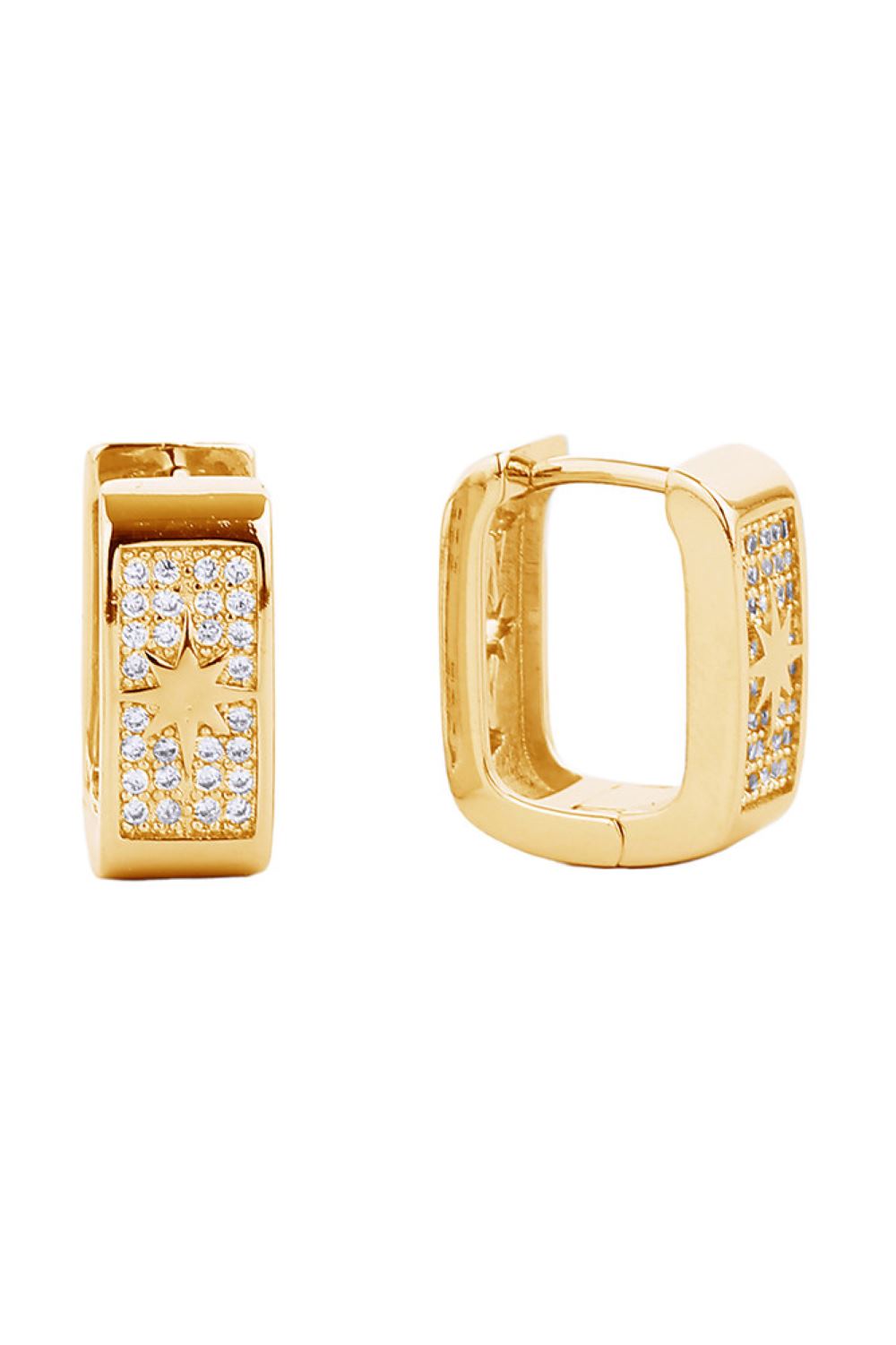 Gold Elevate your everyday look with these stunning 14K Gold/White Dipped Huggie Hoop earrings. Crafted from quality brass and adorned with sparkling cubic zirconia pavé detailing, these petite hoops deliver maximum sparkle in a wearable 1.52cm diameter. Hypoallergenic design makes them perfect for sensitive ears, while lead and nickel compliance ensures safe, worry-free wear. A versatile essential that transitions seamlessly from day to night.