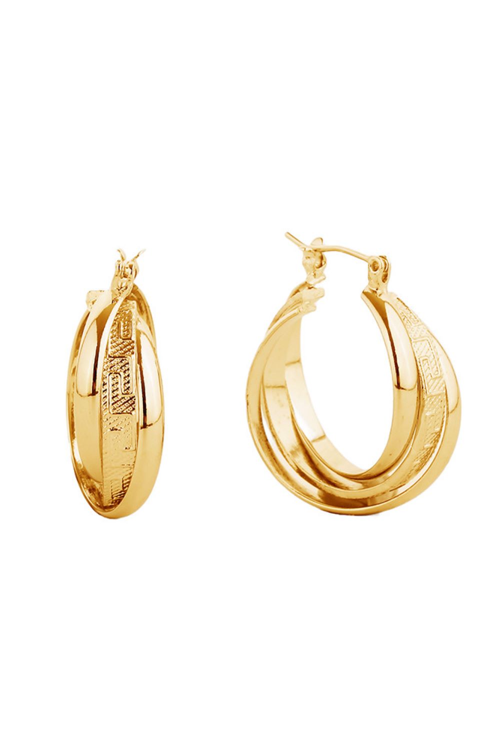 Gold Elegant hoop earrings crafted from hypoallergenic brass with a luxurious 14K gold or white gold dip finish. These timeless 3cm diameter hoops feature a secure pin catch closure for everyday wear and special occasions alike. Lead and nickel compliant, making them safe for sensitive skin. A versatile staple that effortlessly elevates any look.