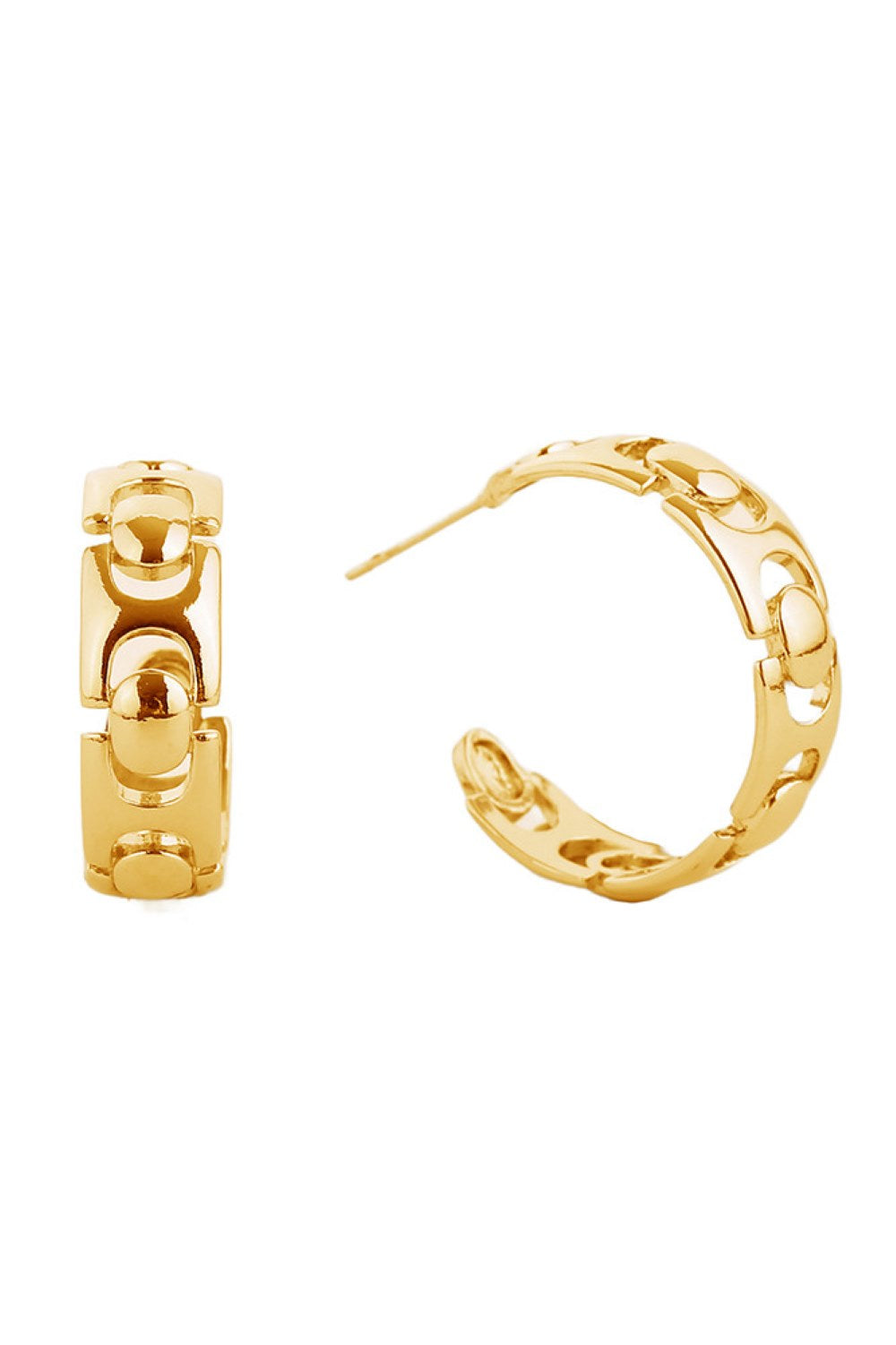 Gold Elegant post hoop earrings crafted from hypoallergenic brass with a luxurious 14K gold or white gold dip finish. These timeless hoops feature a comfortable 2.29cm diameter, perfect for everyday wear and special occasions alike. Lead and nickel compliant, making them safe for sensitive skin. A versatile staple that effortlessly elevates any look.